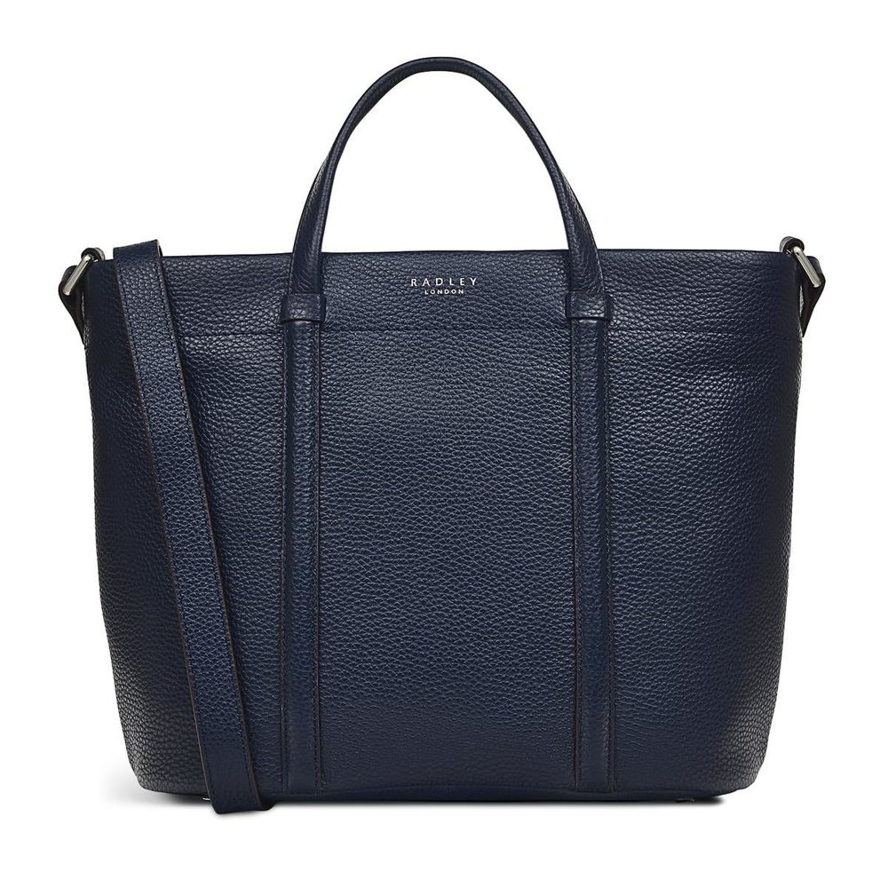 London Rivington Medium Leather Ziptop Satchel Bag, Ink O_O